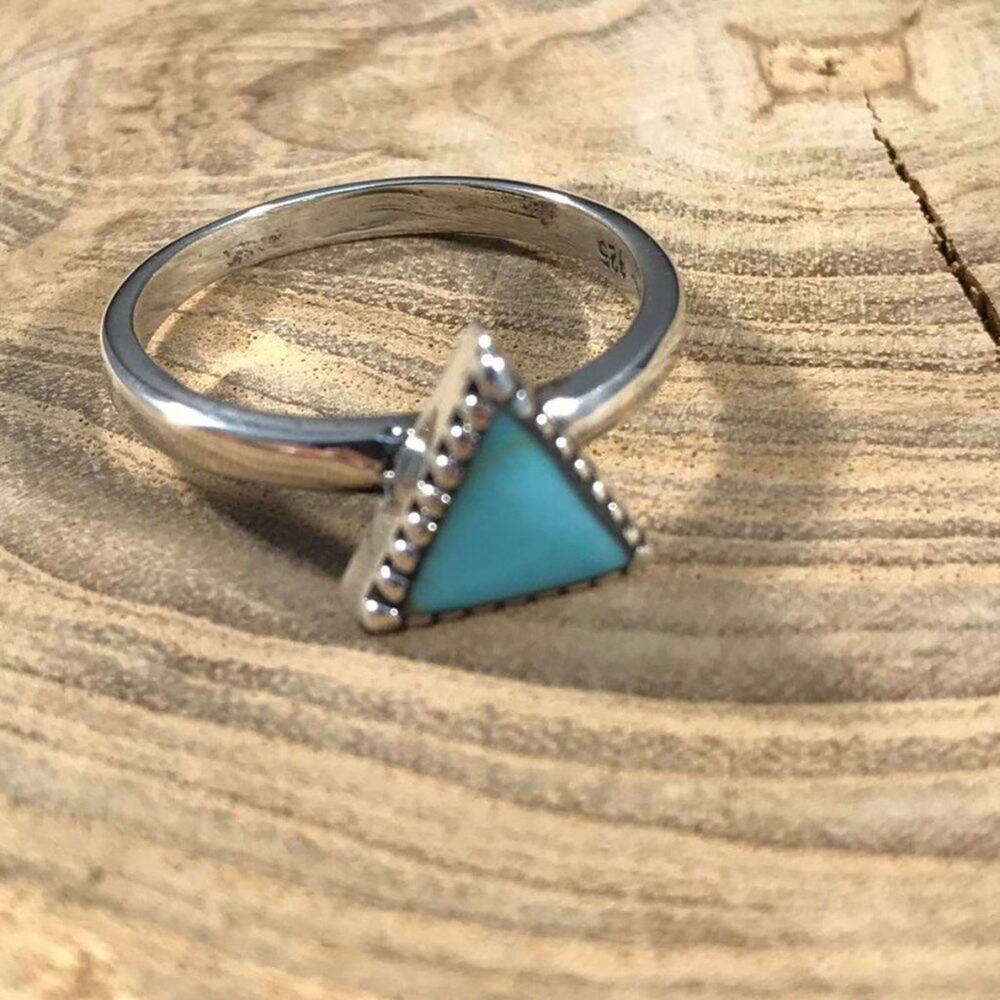 Triangle Turquoise Sterling Stacker Ring